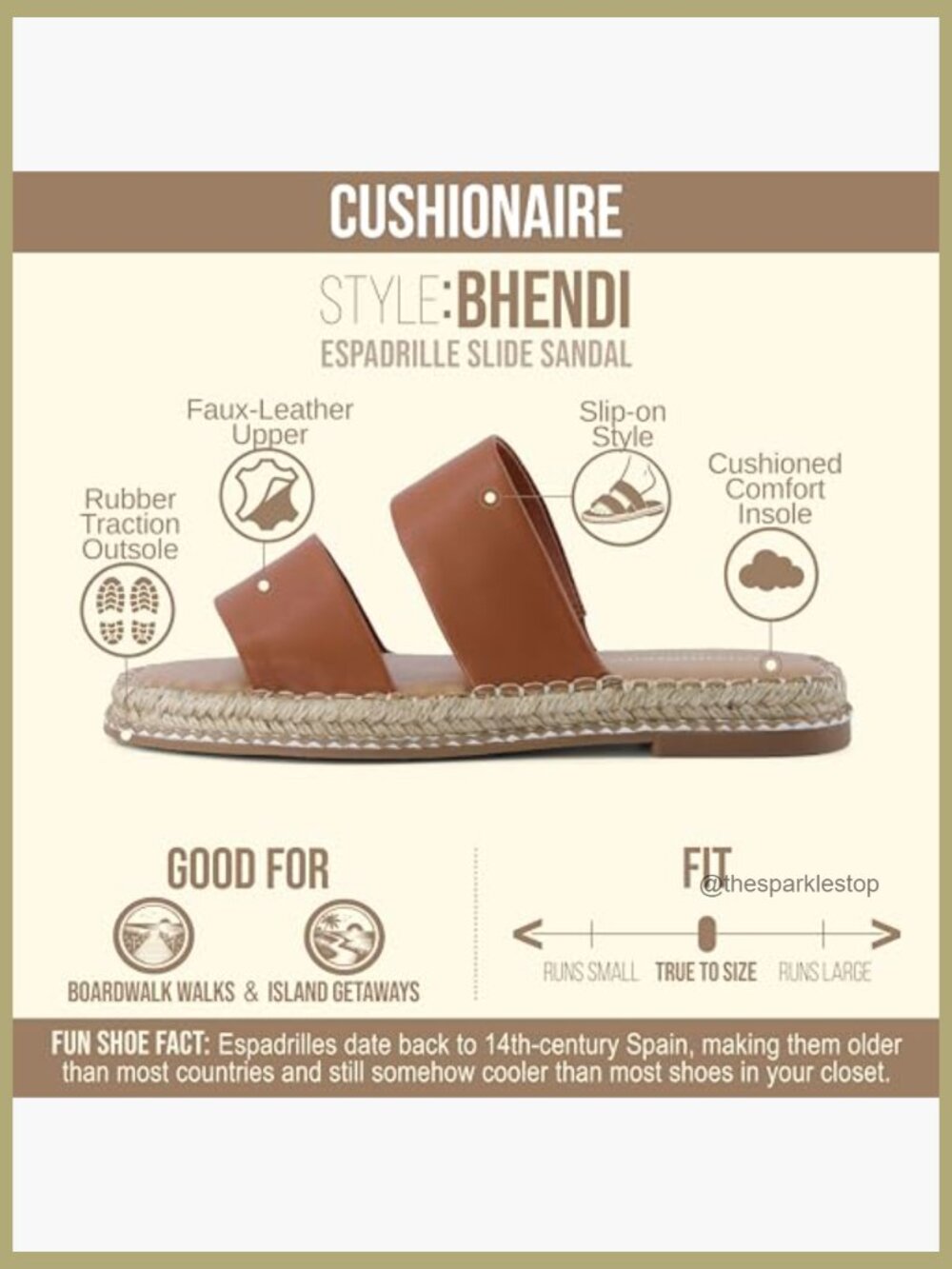 Double Strap Espadrille Slide Sandal with Cushioned Footbed - Picture 4 of 7